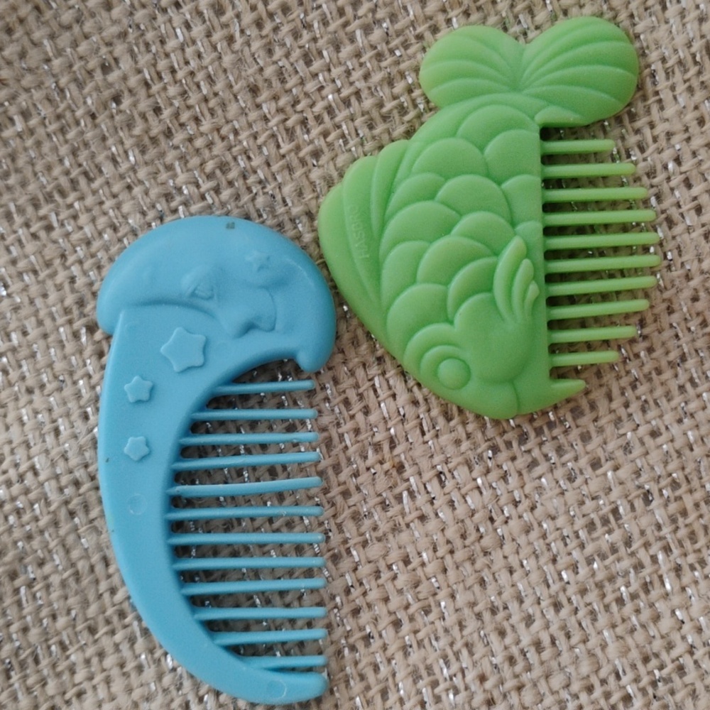 My Lil' Pony Hair Combs Green FISH 🐟 Blue Moon 🌚 Vintage Accessories